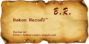Bakos Rezső névjegykártya